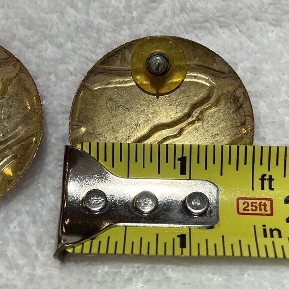 Vintage Rare Animal Print Earrings Enamel Round Red Gold 80s Retro Punk - Picture 7 of 7